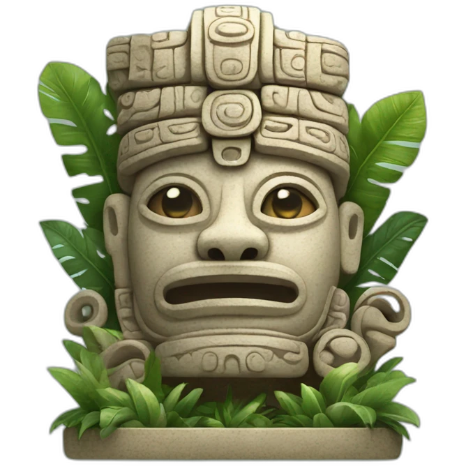 Mayan sculpture with depictions of animals and plants emoji