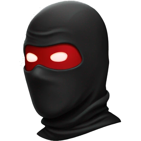 white superhero with balaclava, everything black, with red glowing laser eyes emoji