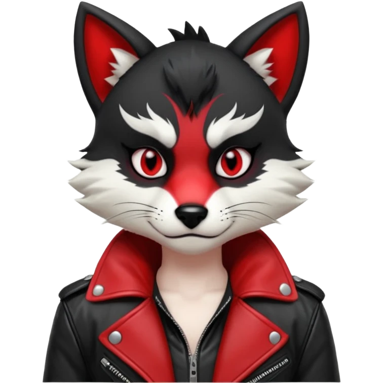 Anthropomorphic Anthro Furry punky gothic black white and red badass cool stylish handsome smexy Animal-furry-fursona emoji