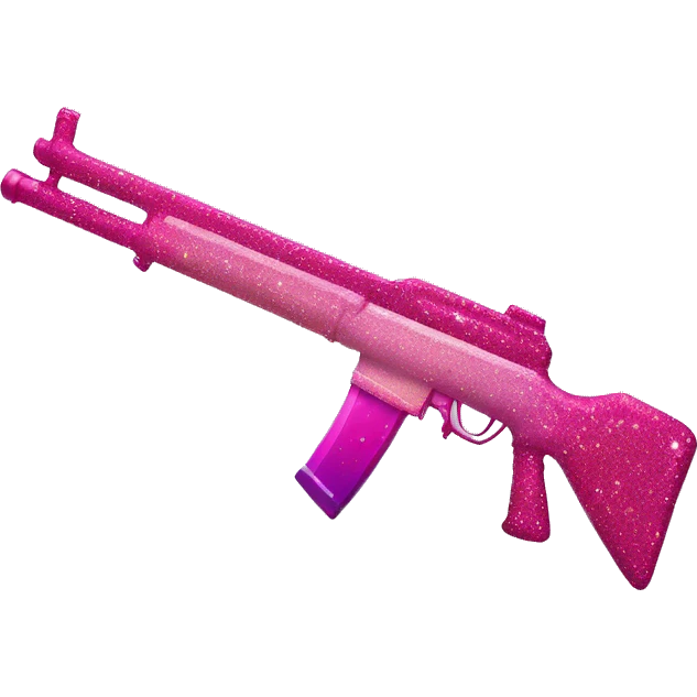 Pink ombre rifle with glitter and hearts  emoji