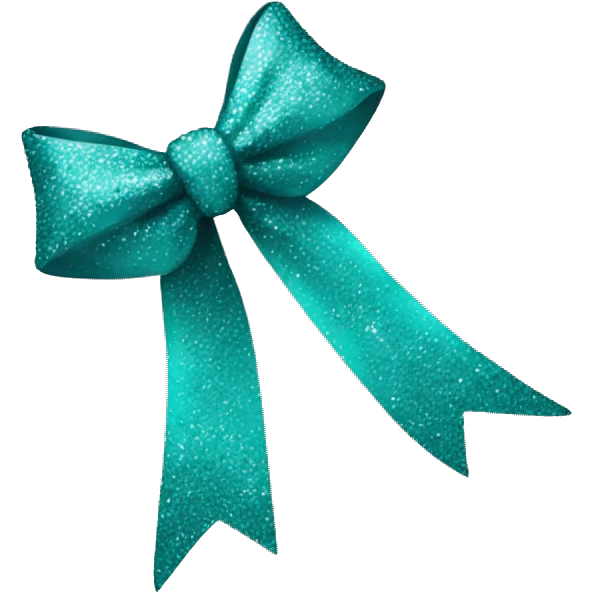 teal cheer bow with glitter emoji