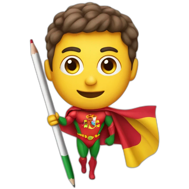 superhero pencil wearing a spain flag emoji
