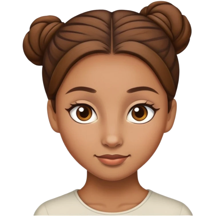 Female light brown brown hair that’s in a singular bun and has lighter brown eyes  emoji