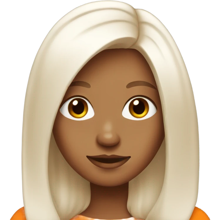 A girl has white skin, orange and straight hair. Also her eyes are brown  emoji