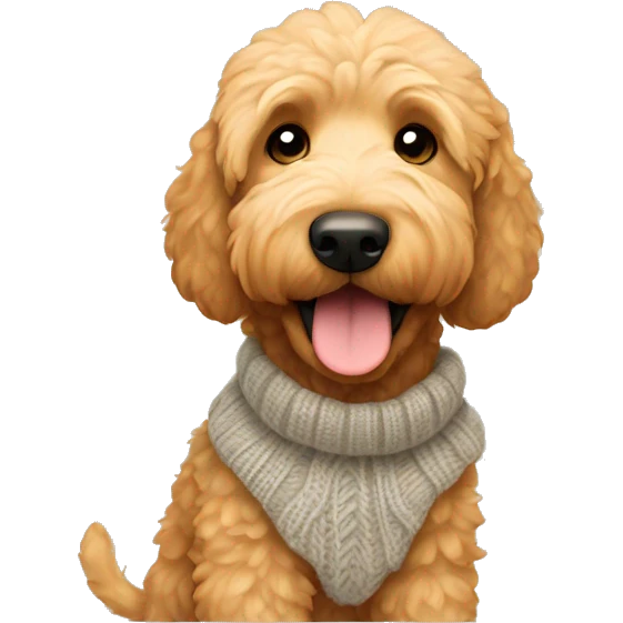 Cute golden doodle with cashmere sweater  emoji