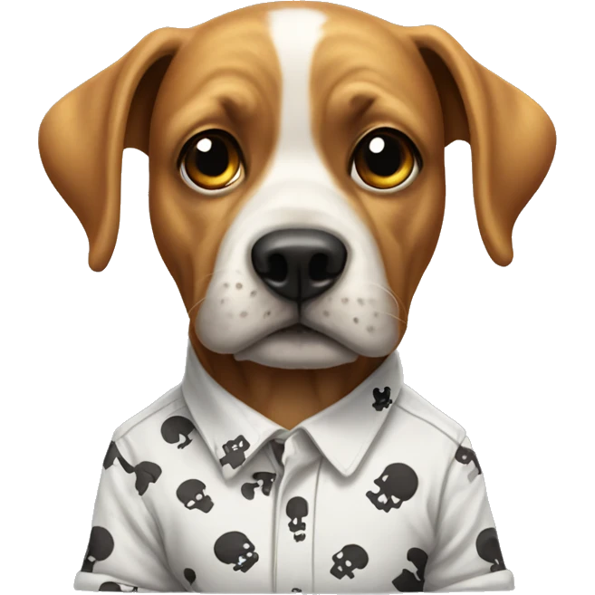 Dog wearing a shirt with skulls  emoji