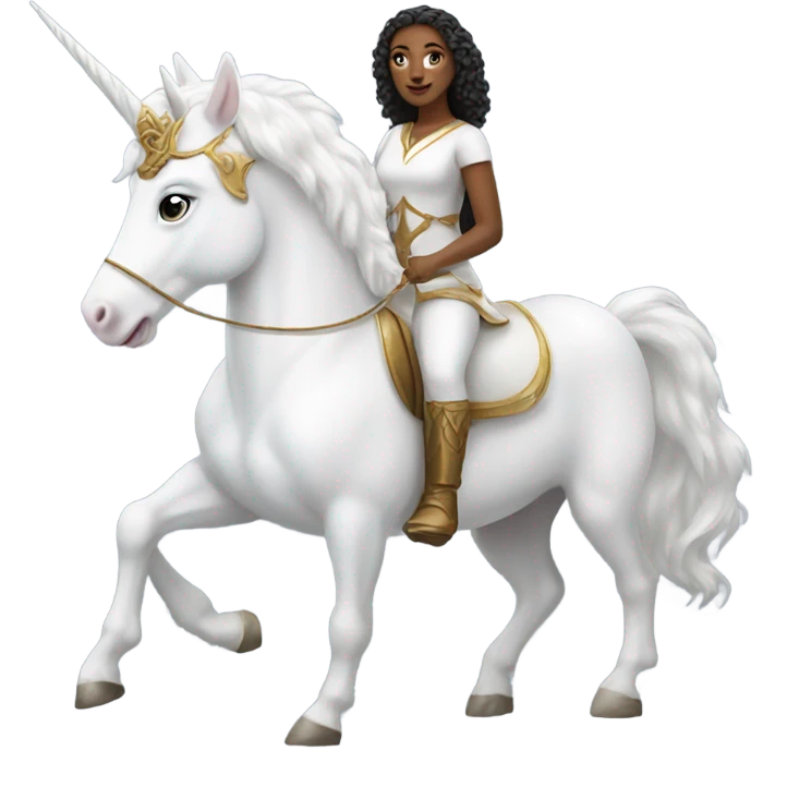 an Amazon woman on a white unicorn emoji
