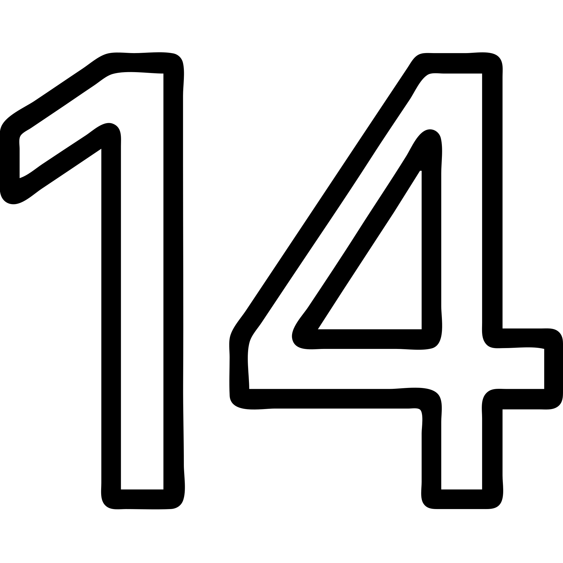 number 14, blue, ornate old English script, icon style emoji