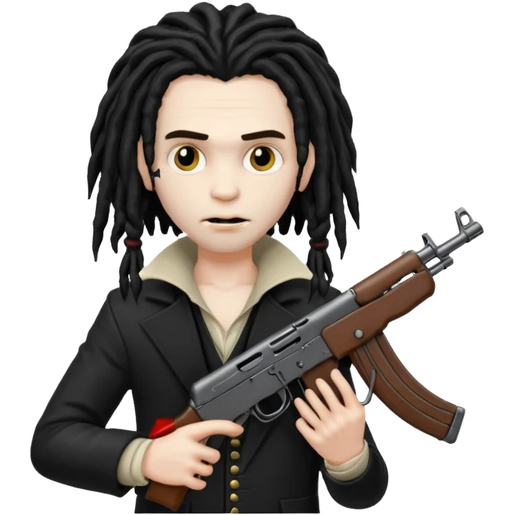 A black vampire with dreads holding a ak 47 emoji