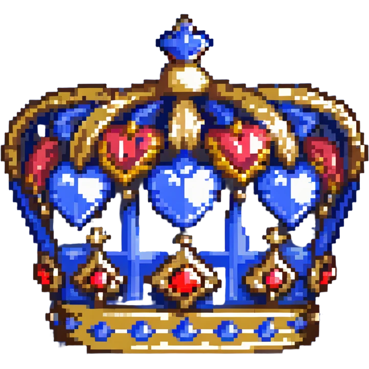 A royal blue king's crown with gold trim and red gems emoji