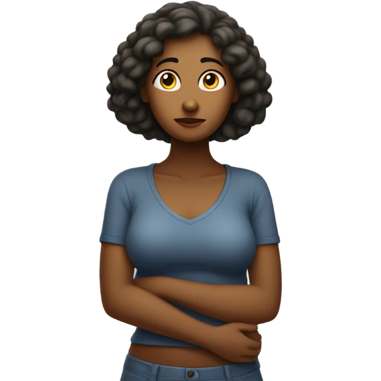 Woman holding her stomach emoji