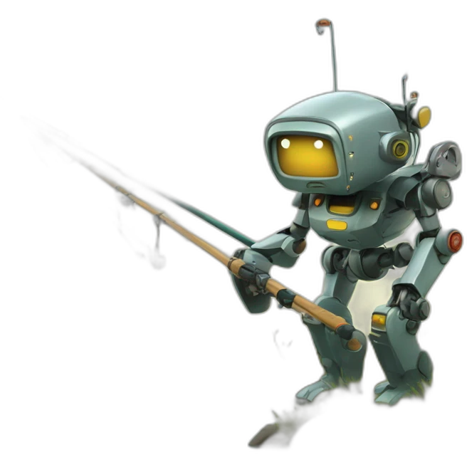 robot with fishing road emoji