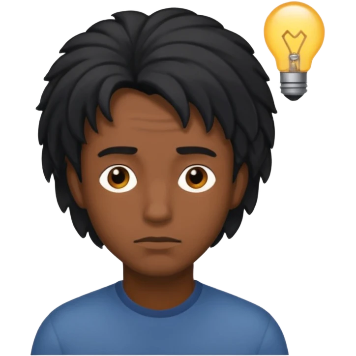 ligth black hair man thinking emoji