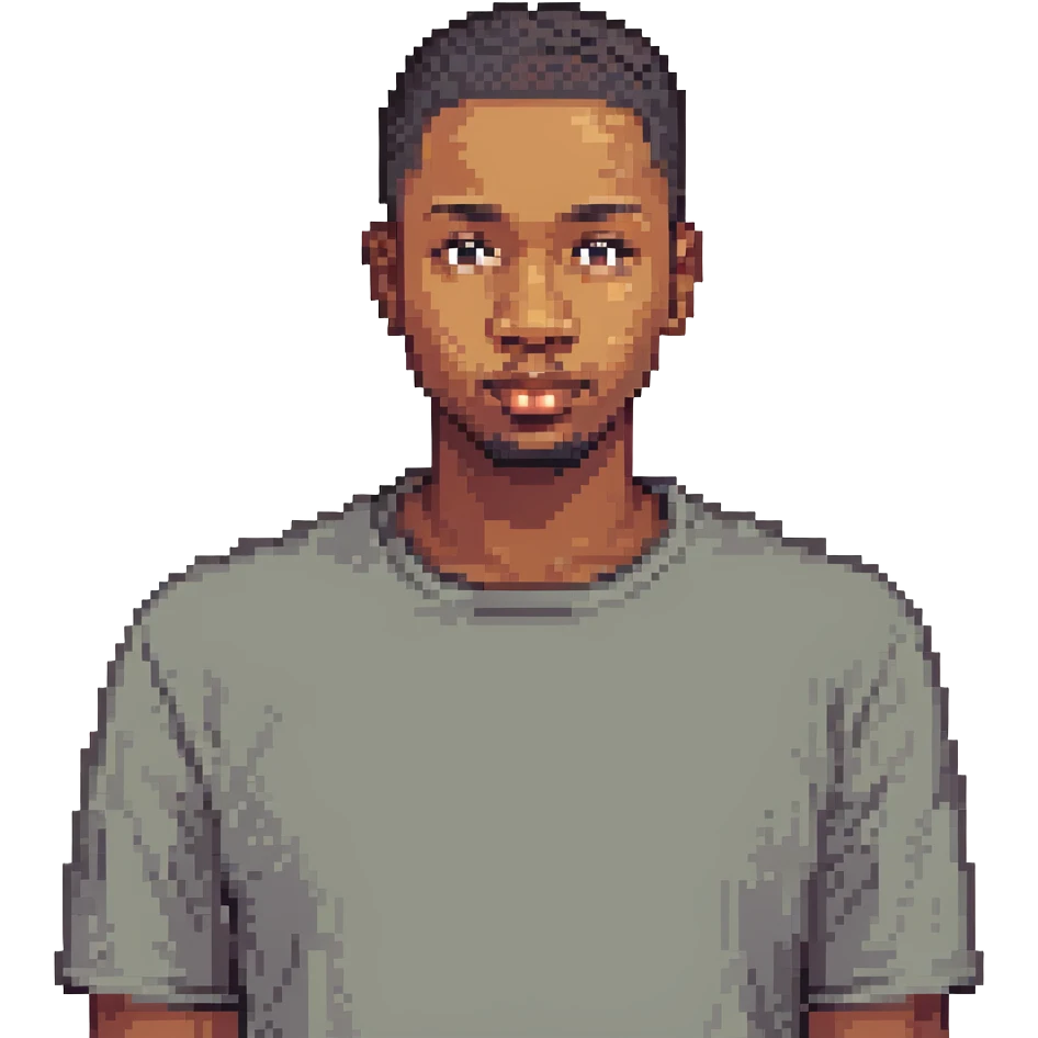 Black man with short hair emoji