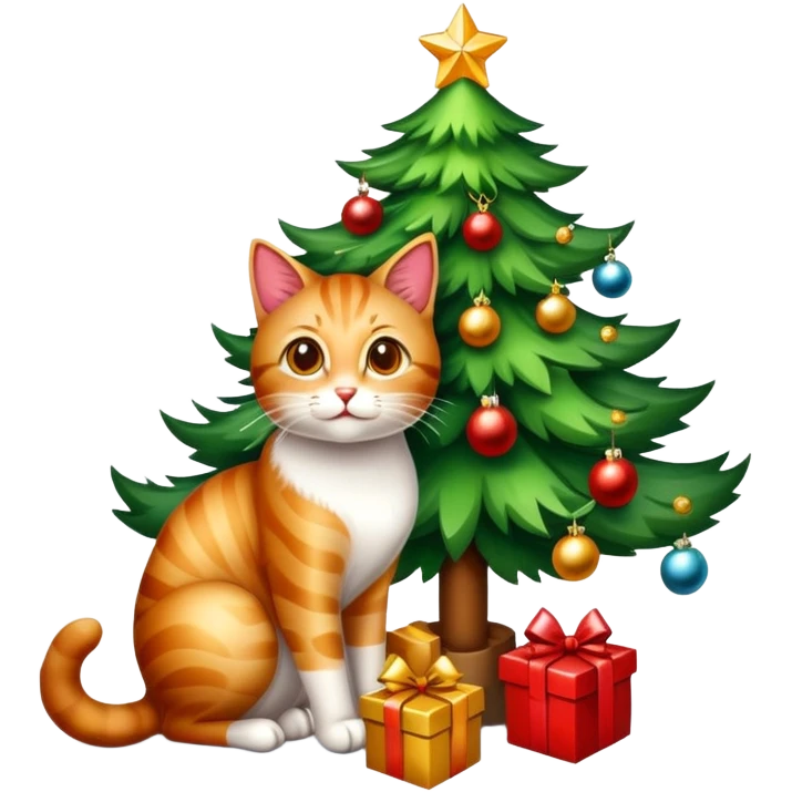 Gatito arriba de un árbol de navidad  emoji