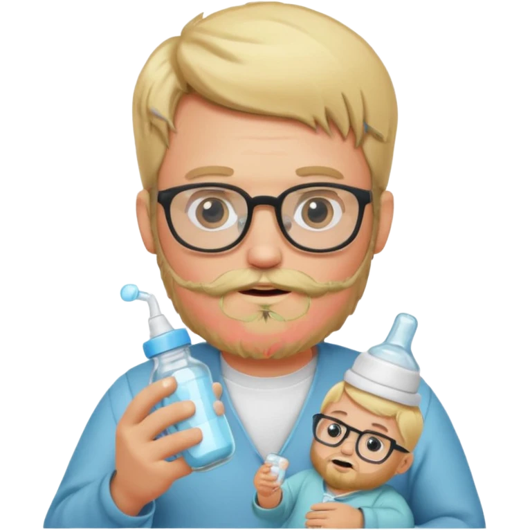 blonde bearded man with glasses with baby bottle emoji