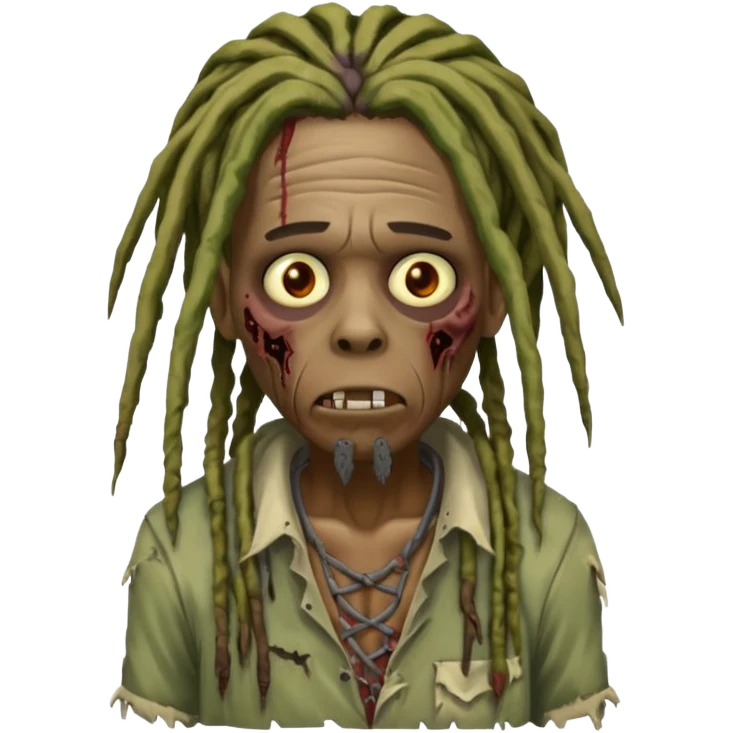 African American zombie with dreads emoji