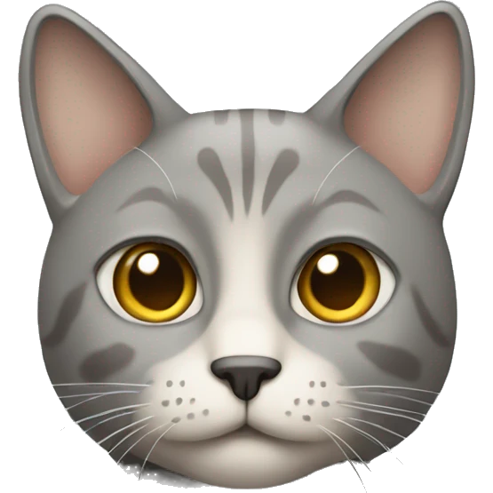 Grey cat with half beige face emoji