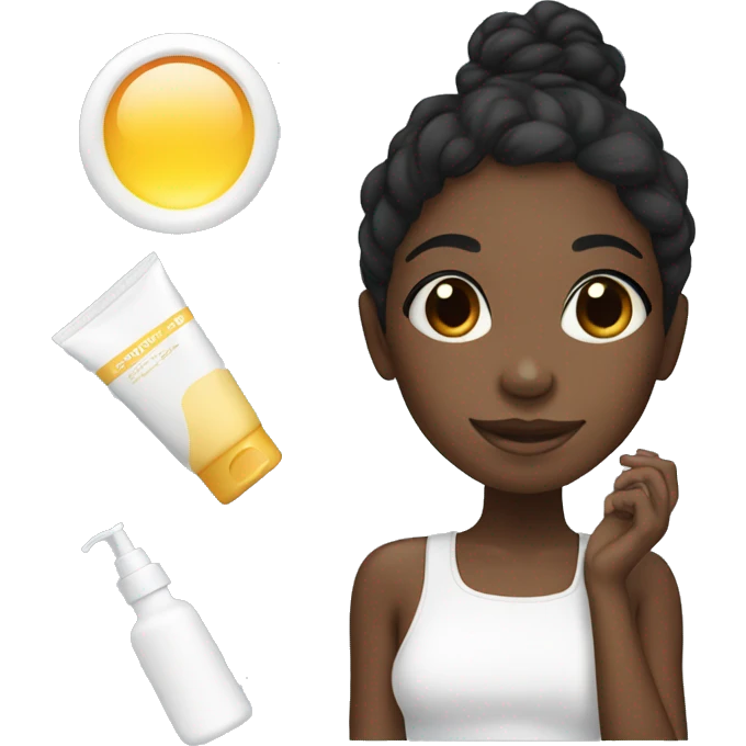 Black girl doing skincare with pjs on emoji