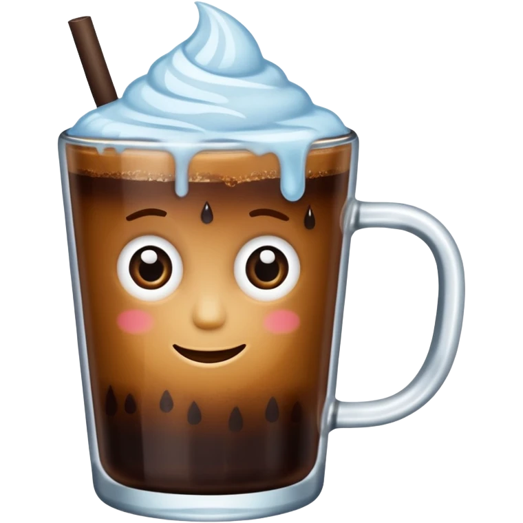 Cafe con hielo en una taza que diga ami emoji