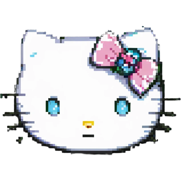 Hello Kitty face close-up, classic look pixel art emoji