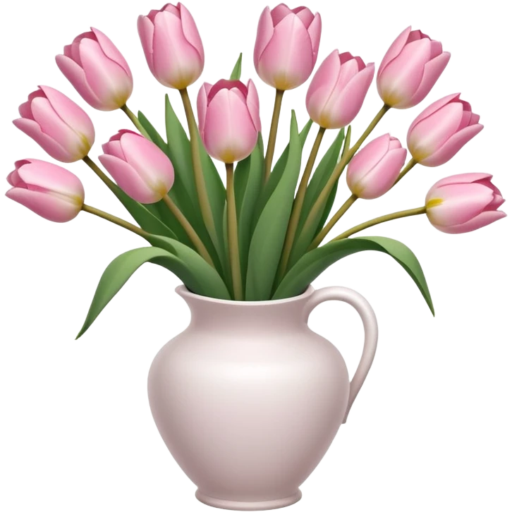 Light pink tulips in white vase emoji
