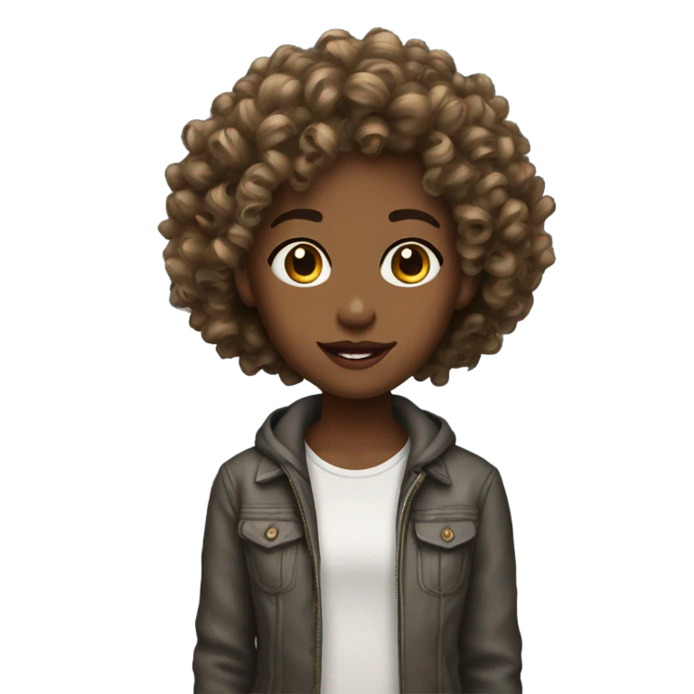 jeune femme metisse curly emoji