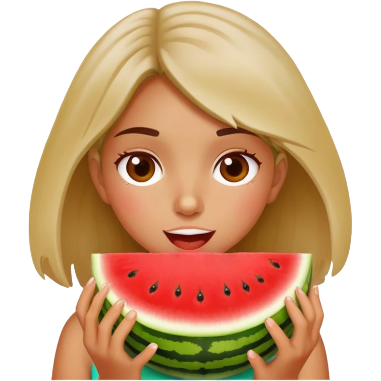 Girl eating watermelon  emoji