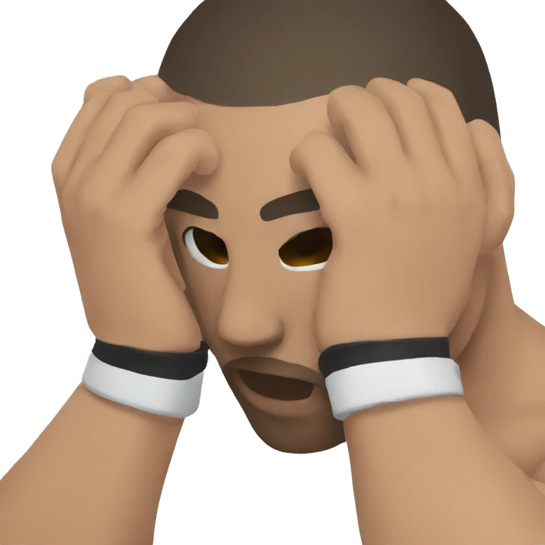 mma fighter hiding his face using hands emoji