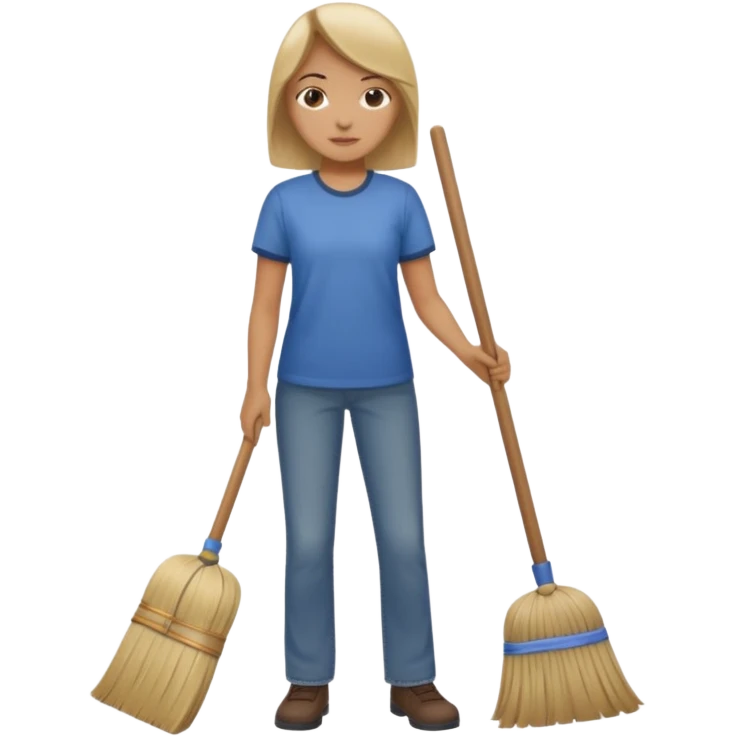 Person sweeping the floor with a broom emoji
