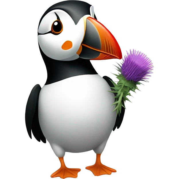 A puffin with a thistle  emoji