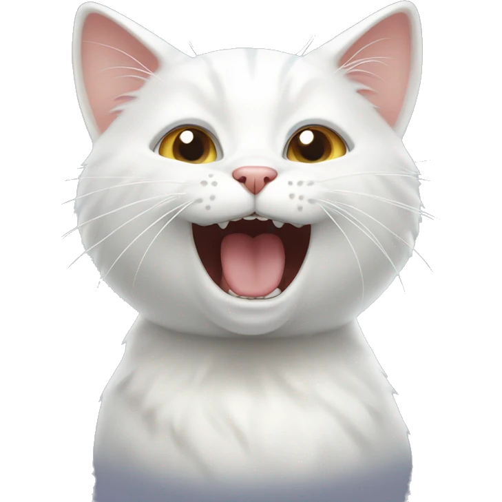 Cute white cat meowing emoji
