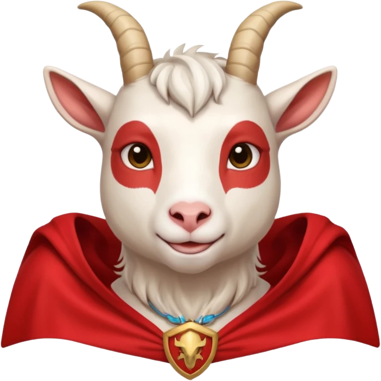white female goat wearing a read cape like superman emoji