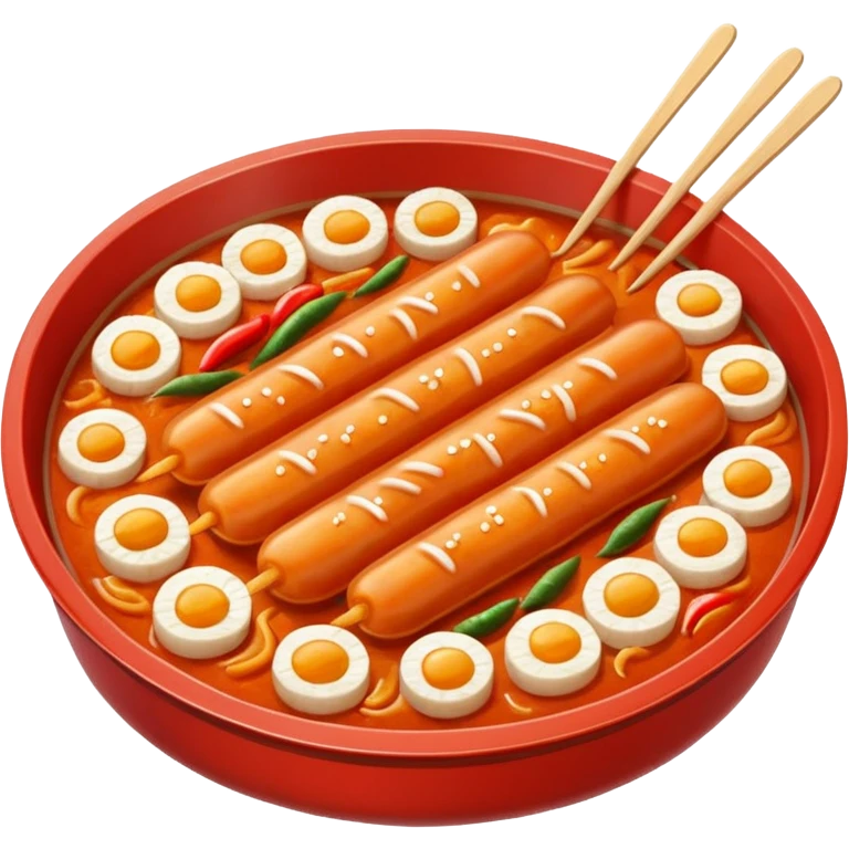 tteokbokki street food, tray of rice cakes emoji