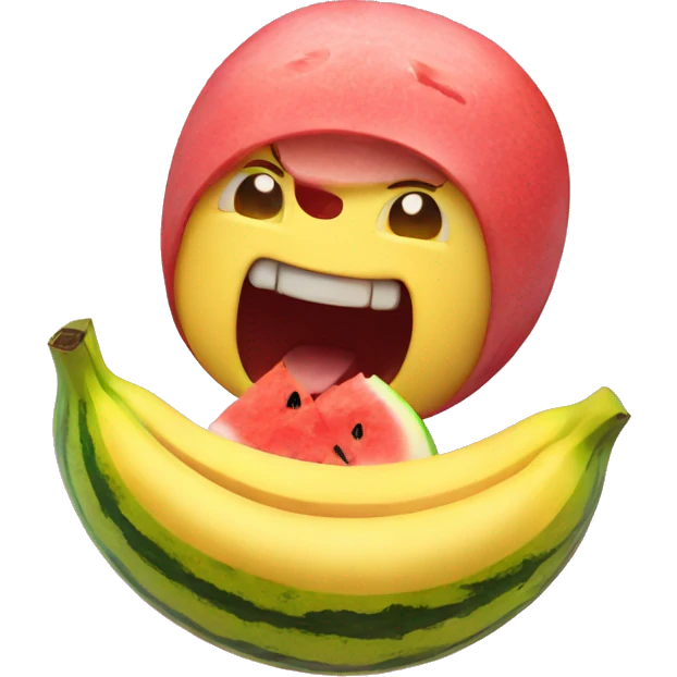 banana eating a watermelon  emoji