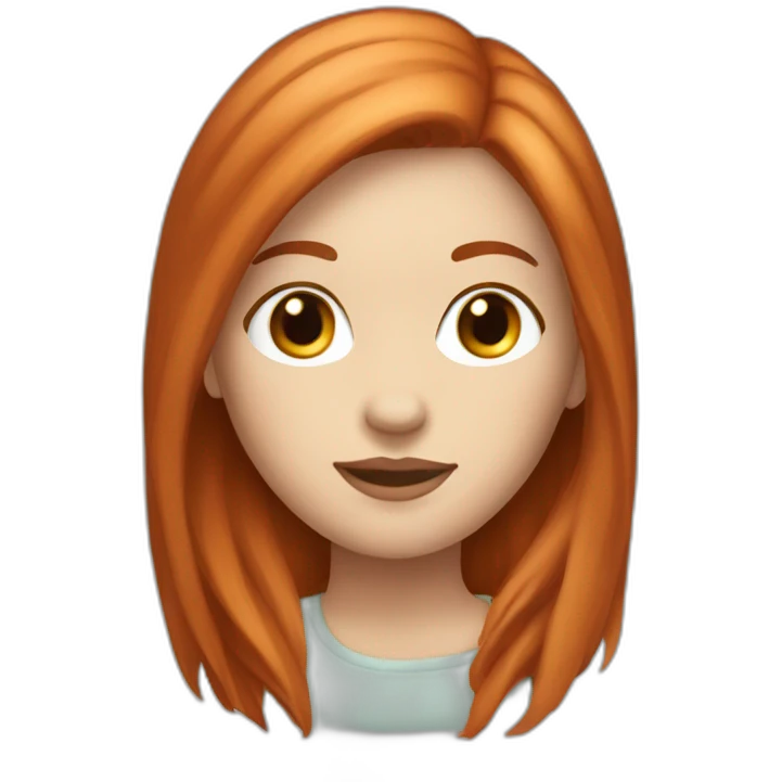 redhead white woman medium long straight hair, in love emoji