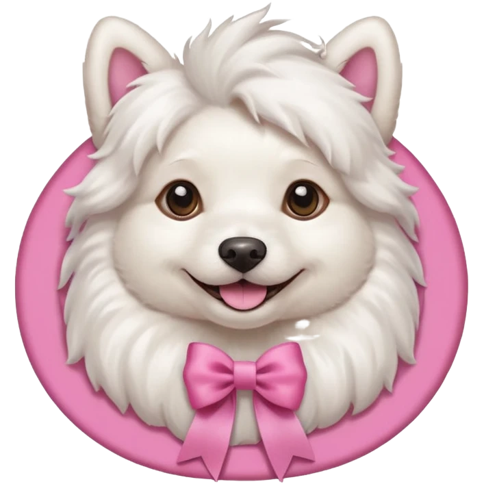 white dog with pink ribbon emoji