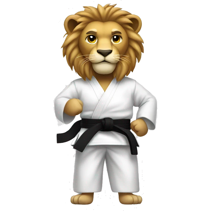 Lion with black belt and karate uniform  emoji