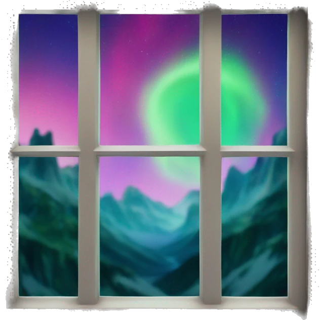 Aurora borealis through a window frame emoji