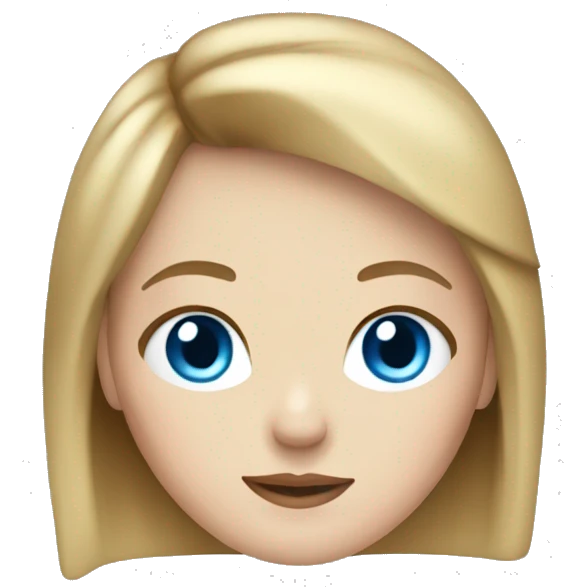White Girl with blue eyes with brown hair and blonde bangs emoji
