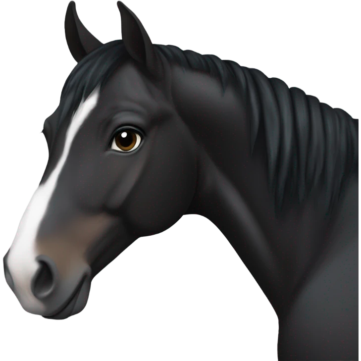 Black quarter horse with black mane and tail and small white spot on forehead emoji