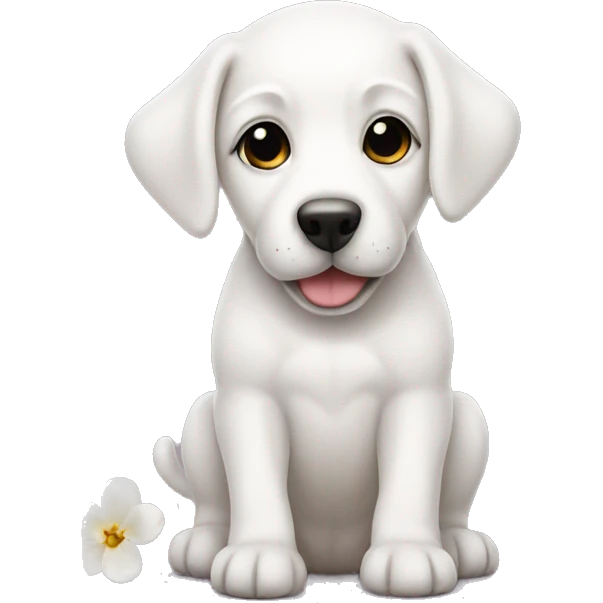 White puppy  flowered  emoji