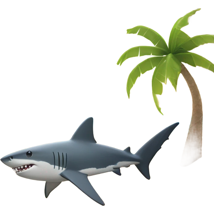 shark sitting under a palm tree emoji