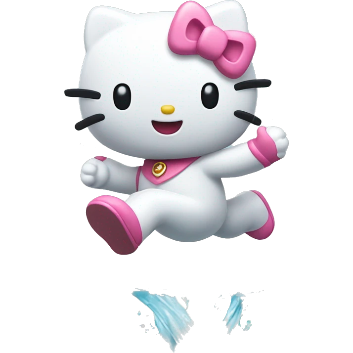 Hello kitty jumping over water emoji