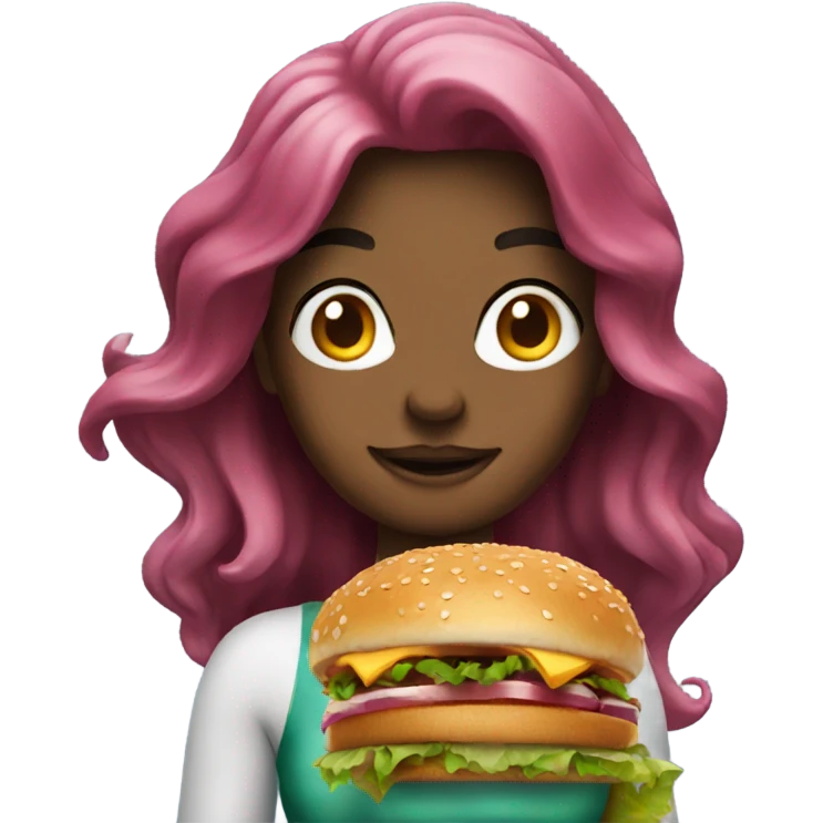 mermaid with a burger emoji