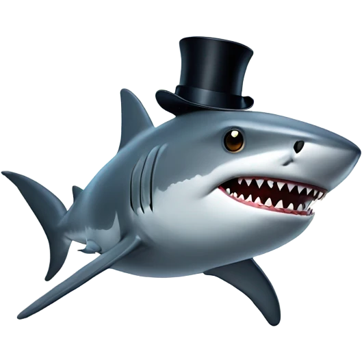 Shark with a top hat emoji