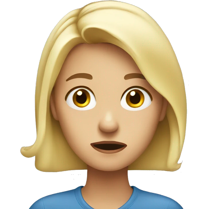 young blonde woman expressing confusion or disbelief emoji