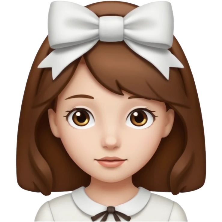 Chica con cabello castaño y un lazo blanco en la cabeza  emoji