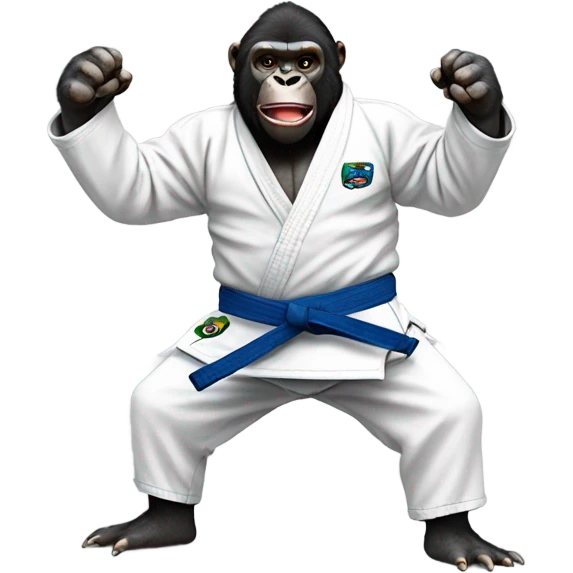 Happy gorilla wearing BJJ gi  emoji