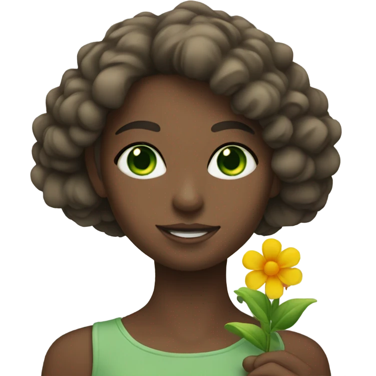 Green Eyed model with Flower emoji